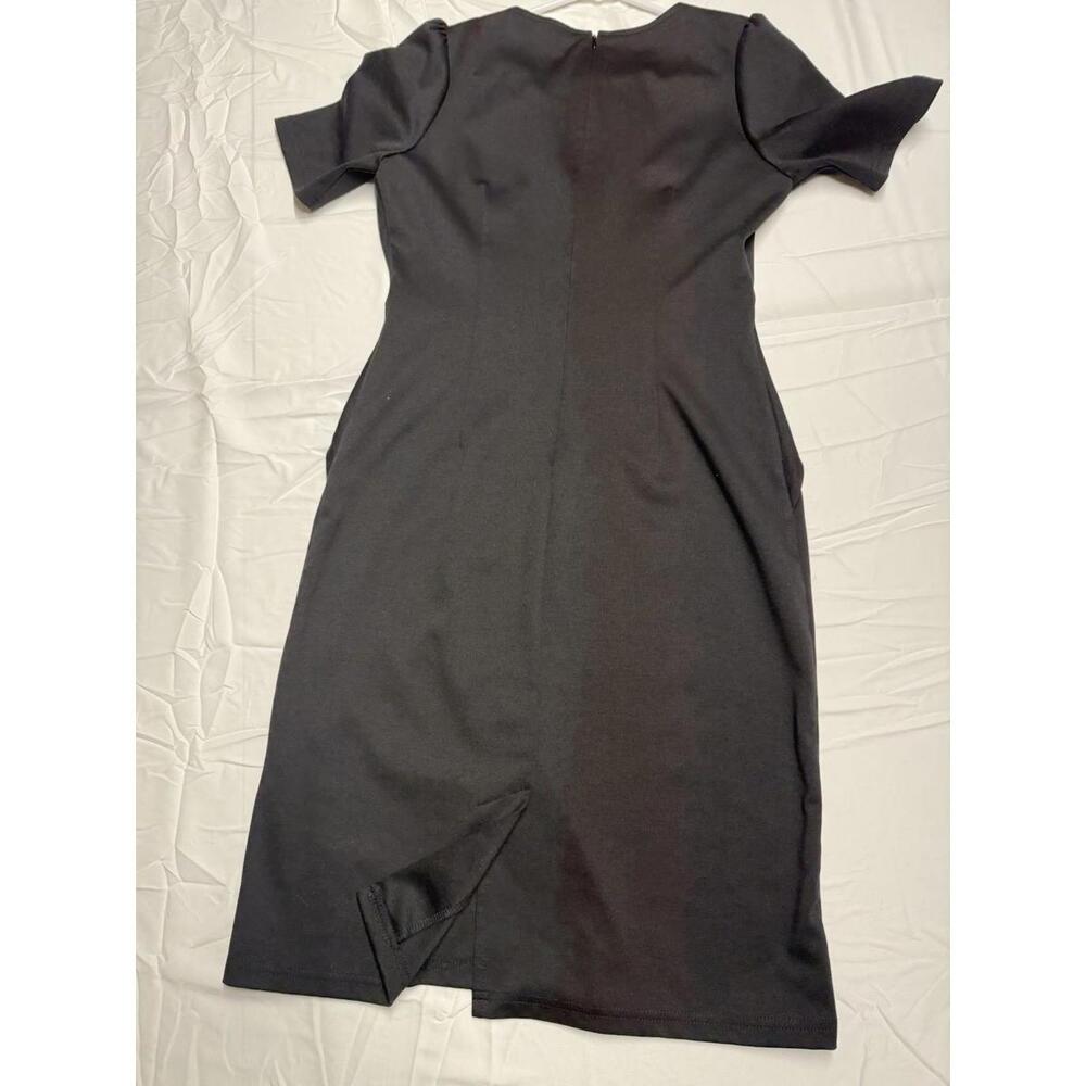 Power Glam Black Edgy Front & Back Zipper Sassy Work to Date Dress Metro Vibe - Picture 9 of 11